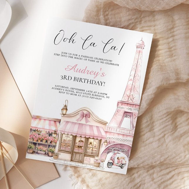 Coquette Paris Fransk Parisisk Kafé Födelsedag Inbjudningar (Skapare uppladdad)