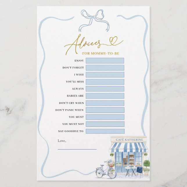 Coquette Parisian Cafe Advices for Mamma to be Gam (Framsida)