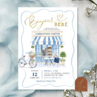 Coquette Parisian cafe Fransk Blue Baby Shower