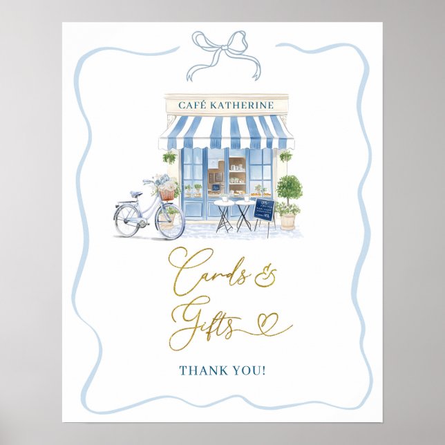 Coquette Parisian Cafe Fransk Card och Gift Poster (Framsidan)