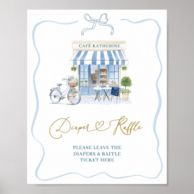 Coquette Parisian cafe Fransk Diaper Raffle Poster (Framsidan)