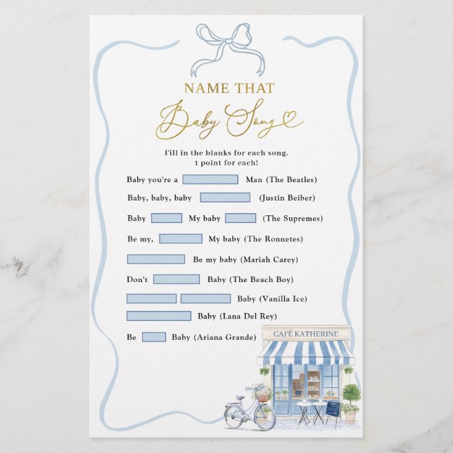 Coquette Parisiskt Kafé Namnge Den Barnsång Spel (Framsida)