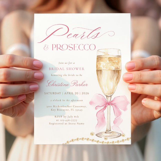 Coquette Pärlor och Prosecco Bröllopsfest Inbjudningar (Skapare uppladdad)