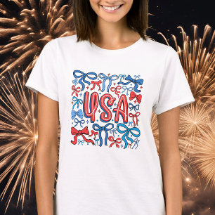 Coquette Patriotisk USA med slingor och stjärnor A T Shirt