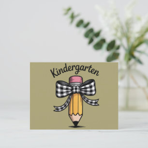 Coquette Pencil Bow Kindergarten Lärarskola Vykort