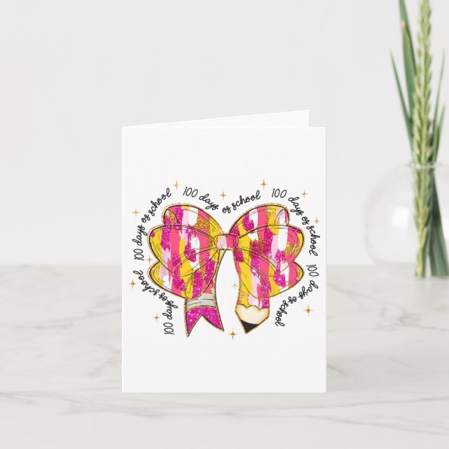 Coquette Pencil Bow Lärare 100 dagar med skolgift Kort (Framsida)