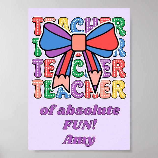 Coquette pennbåge Retro lärare prickmönster Poster (Framsidan)