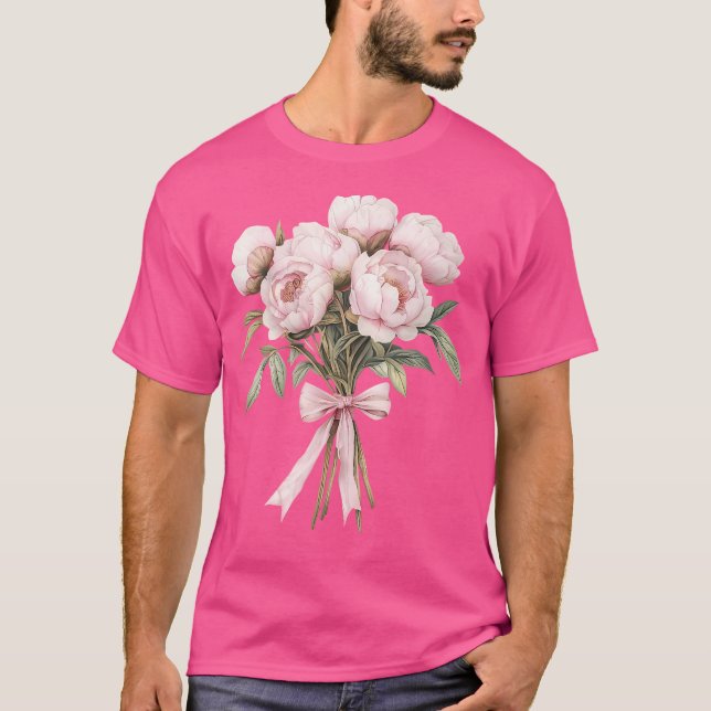 Coquette Peony Bouquet Inspired Flower Plant Lover T Shirt (Framsida)