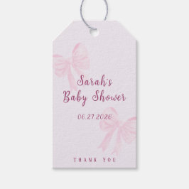 Coquette Pink Bow Minimal Baby Shower Favor Presentetikett