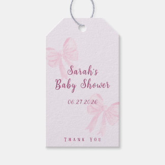 Coquette Pink Bow Minimal Baby Shower Favor Presentetikett