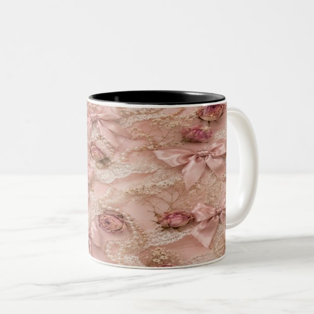 Coquette Pink Bow Mug Två-Tonad Mugg (Framsida höger)