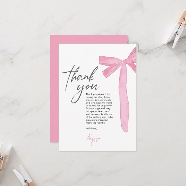 Coquette Pink Bow ribbon Bridal Shower (Fram/Back In Situ)