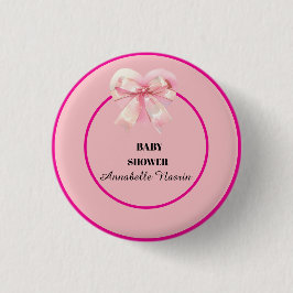 Coquette Pink Bow Ribbon Girl Baby Shower Knapp