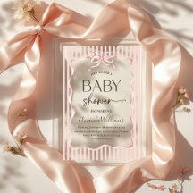 Coquette Pink Bow Stripe Girl Baby Shower