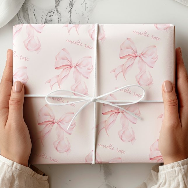 Coquette Pink Bow Wrapping Paper Presentpapper (Skapare uppladdad)