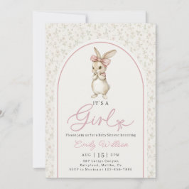 Coquette Pink Bunny Girl Baby Shower Invitation Inbjudningar
