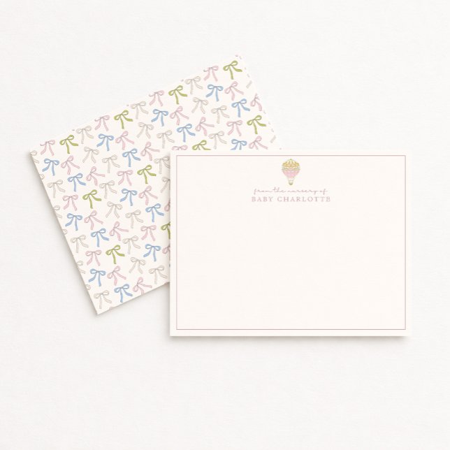 Coquette Pink Hot Air Balloon Nursery Note Card Inbjudningar (Skapare uppladdad)