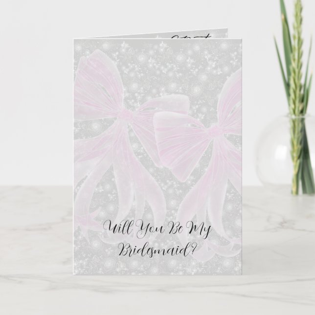 Coquette Pink Sheer Bow Will You Be My Bridesmaid  Kort (Framsida)
