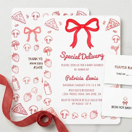 Coquette Pizza Special Delivery Baby Shower Inbjudningar