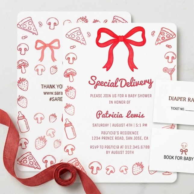Coquette Pizza Special Delivery Baby Shower Inbjudningar (Skapare uppladdad)