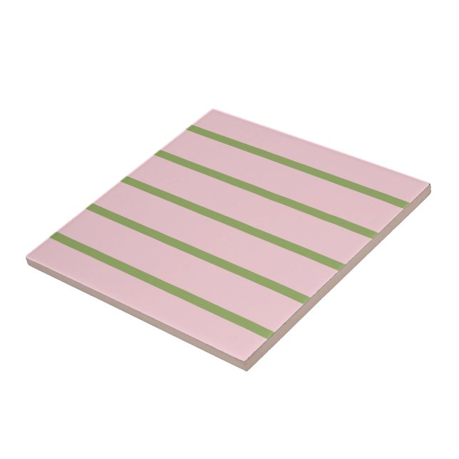 Coquette Preppy Chic Pastellgrön Och Rosa Ränder Kakelplatta (Sidan)