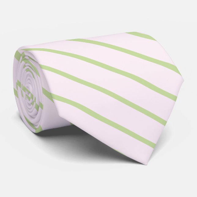 Coquette Preppy Chic Pastellgrön Och Rosa Ränder Slips (Rullad)