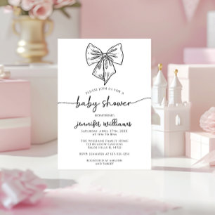 Coquette Preppy Cute Bow Flicka Shower Inbjudningar