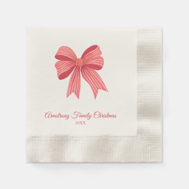 Coquette Preppy Red Bow Party Napkins Pappersservett (Framsidan)