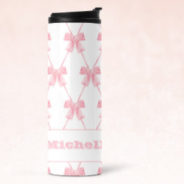 Coquette Preppy Rosa Bow Thermal Tumbler