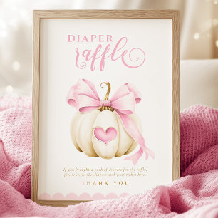 Coquette Pumpkin Baby Shower Diaper Raffle Sign Poster
