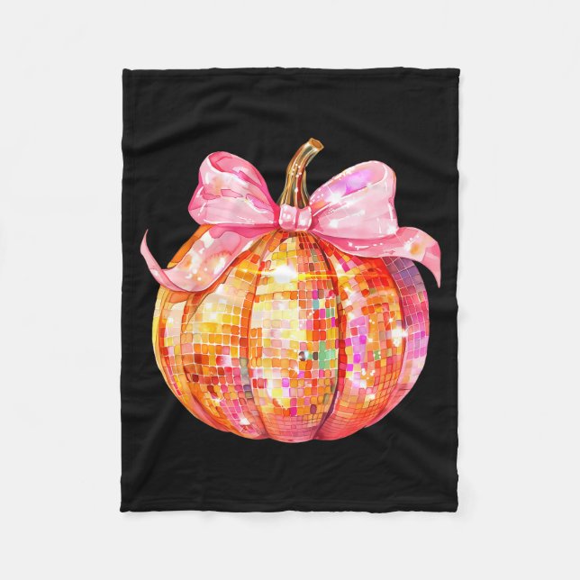 Coquette Pumpkin Bow Disco Ball Cute Girly Hallowe Fleecefilt (Framsidan)