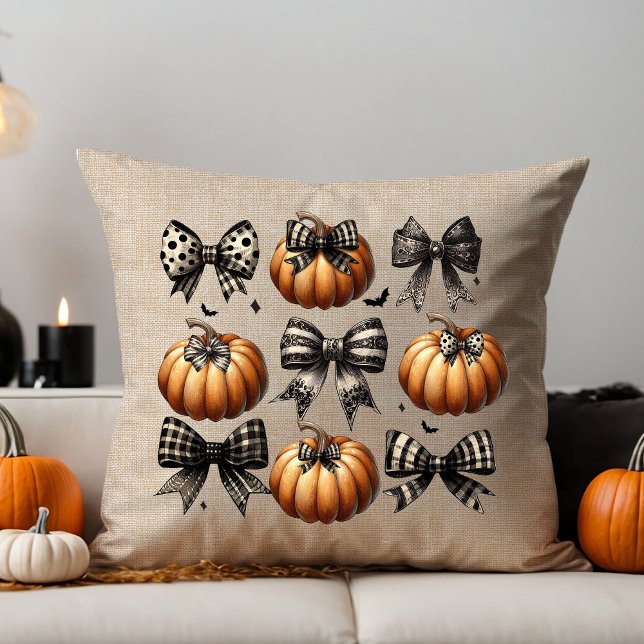 Coquette Pumpkin Bow Kudde (Skapare uppladdad)