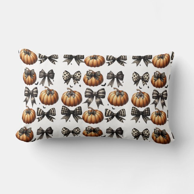 Coquette Pumpkin Bow Pillow Lumbarkudde (Framsida)