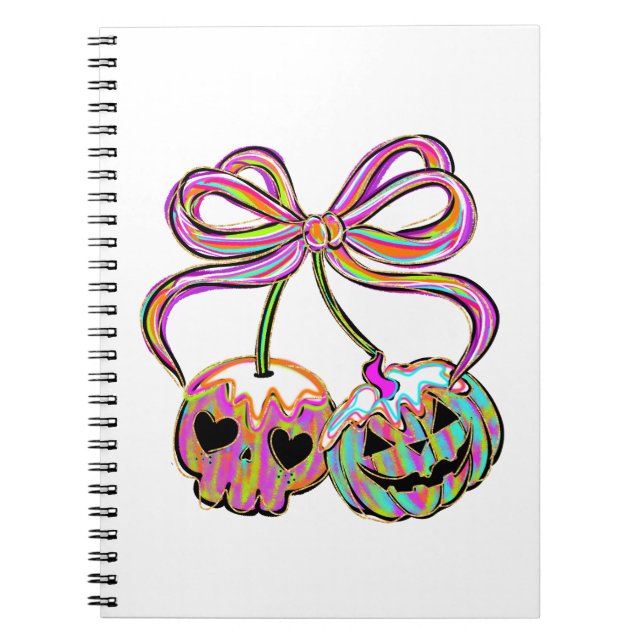 Coquette Pumpkin Cherries Halloween Anteckningsbok (Framsidan)