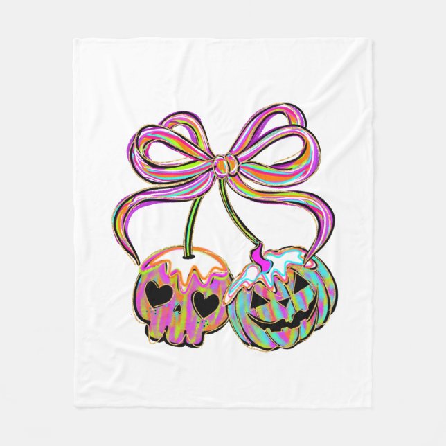 Coquette Pumpkin Cherries Halloween Fleecefilt (Framsidan)
