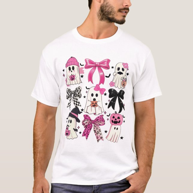 Coquette Pumpkin Ghost Funny Cute Ghost Halloween T Shirt (Framsida)