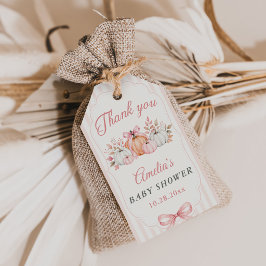 Coquette Pumpkin Pink Bow Baby Shower Presentetikett
