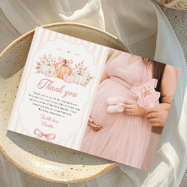 Coquette Pumpkin Pink Bow Baby Shower Tack Kort