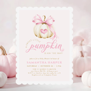 Coquette Pumpkin Rosa Baby Shower Inbjudningar