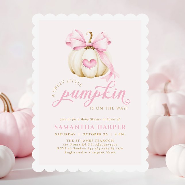 Coquette Pumpkin Rosa Baby Shower Inbjudningar (Skapare uppladdad)