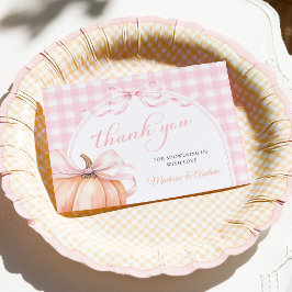 Coquette Pumpkin Rosa Båge Bebis Bjudning Tack Kort