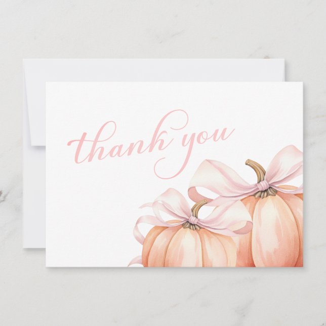 Coquette Pumpkin Rosa Bow Baby Shower Tack Kort (Framsida)