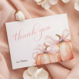 Coquette Pumpkin Rosa Bow Baby Shower Tack Kort