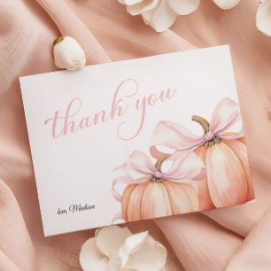 Coquette Pumpkin Rosa Bow Baby Shower Tack Kort