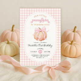 Coquette Pumpkin Rosa Bow Girl 1st Birthday Party Inbjudningar