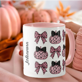 Coquette Pumpkins and bows rosa personlig Mugg