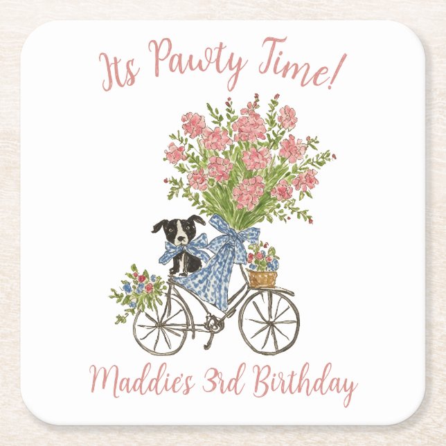 Coquette Puppy Födelsedagsfest Underlägg (Framsidan)