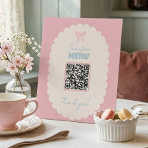 Coquette QR-kod Meny Rosa Slinga Pastell Café Disp