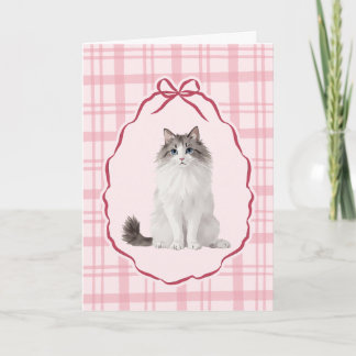 Coquette Rag Doll Cat Valentines Day Card Helgkort
