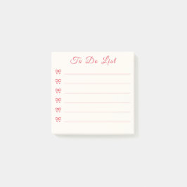 Coquette Red Bow Bullet Point To Do List Post-it Block